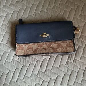 Coach Black and Tan Signature Wallet